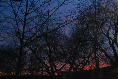 an old digital photograph of a sunset, as seen from my old bedroom in lincolnwood